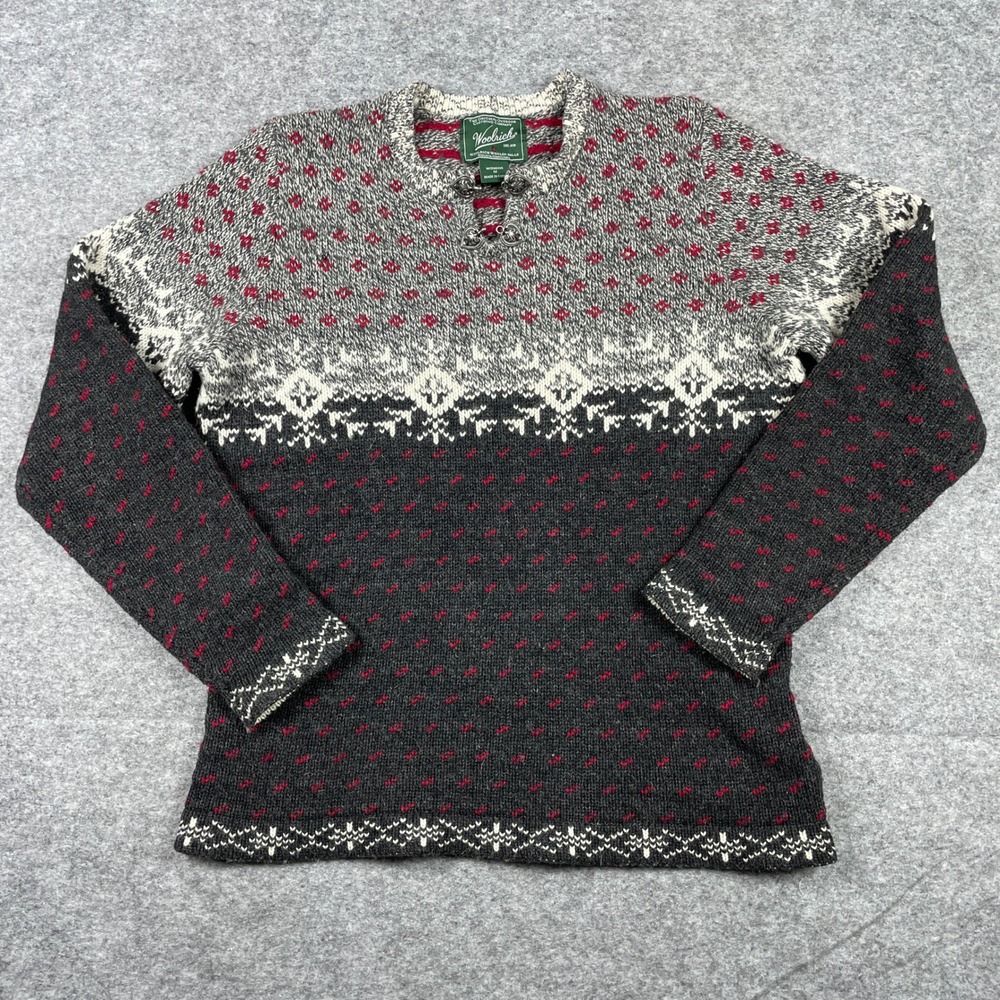 VTG Woolrich Sweater Womens M Multi Wool Nordic Fair Isle Metal Clasp Pullover